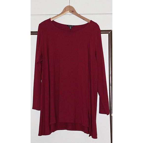 Eileen Fisher - Bateau Neck, Step Hem Tunic in Cozy Viscose Jersey,, 1X - Picture 3 of 7